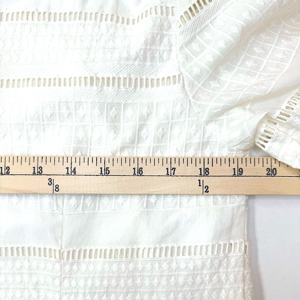 J. Crew White Eyelet Embroidered 100% Cotton Flutter Sleeve Shift Mini Size 10 - Picture 10 of 10